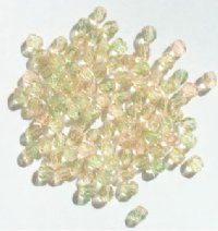 100 4mm Faceted Two Tone Green & Pink Firepolished Beads